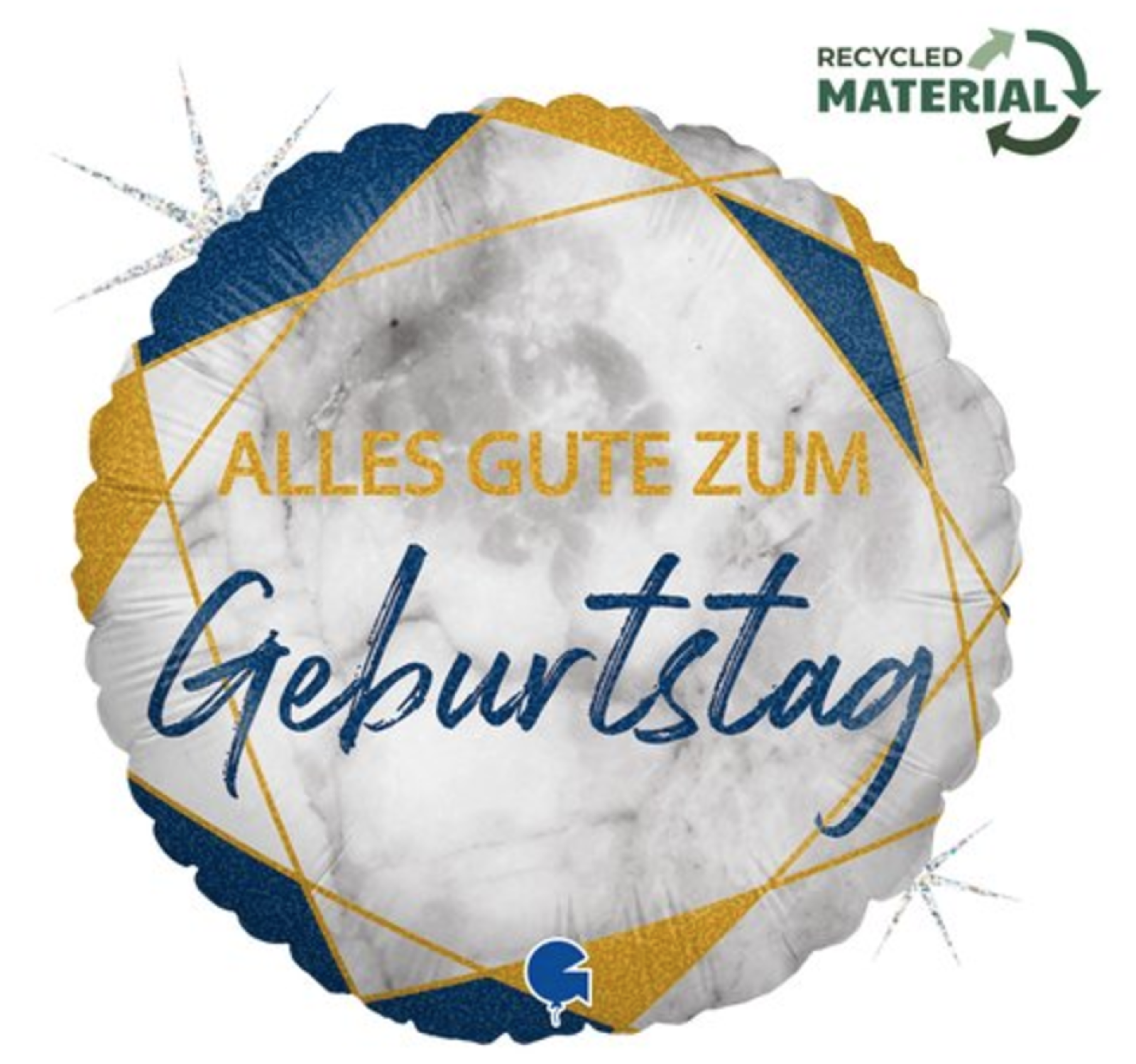 Folienballon - Alles Gute zum Geburtstag, Marblez blau - ø 46cm